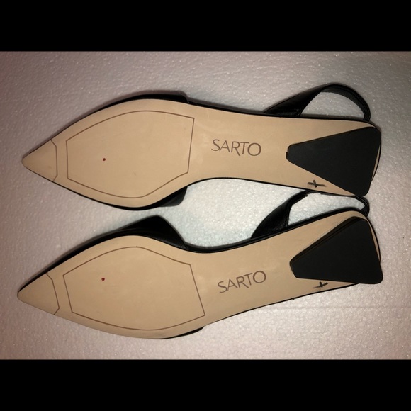SARTO BY FRANCO SARTO — BLACK, POINTY TOW SLINGBACK FLATS - Picture 7 of 13